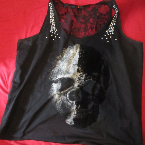 MXM Tops - MXM LACE SKULL TANK TOP 3X